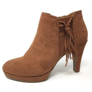 Cognac/Burnt Orange Tassel Ankle Boots NWOT 8W
